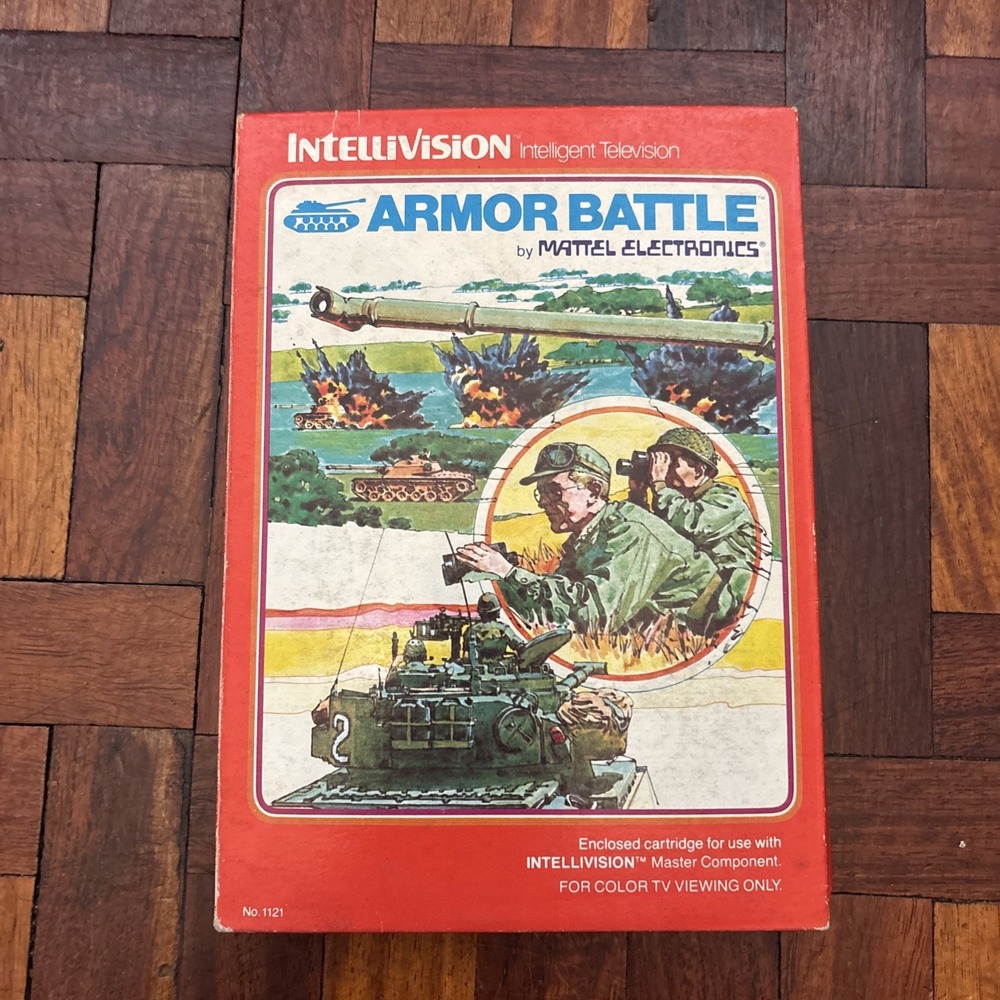 Vtg Armor Battle‎ (Intellivision,1979) Complete w/2 Overlays, Manual, Box & Game